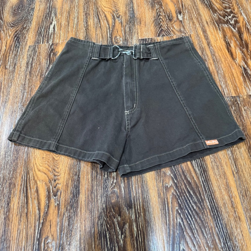 Y2K Xhilaration XL Shorts Girls Brown Contrast Stitch Utility Clasp 14/16 VTG